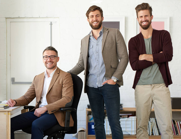 Diverse views for a successful strategy. Portrait of 3 creative professional males smiling at the camera - Fotografie, Obrázek