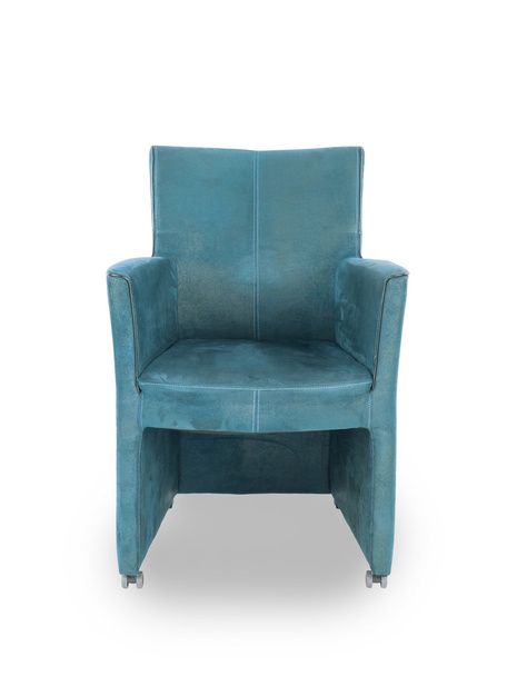 Blue leather dining room chair  - 写真・画像
