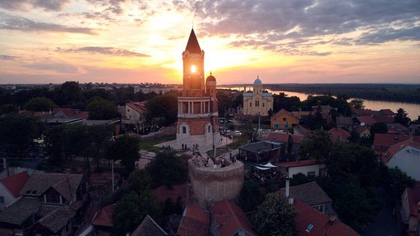Κηφήνας άποψη του Zemun, Βελιγράδι, Σερβία. - Φωτογραφία, εικόνα
