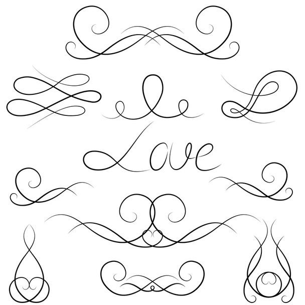 Hand drawn set for a skrapbooking, for a wedding card, banners. Vector illustration - Vector, Image