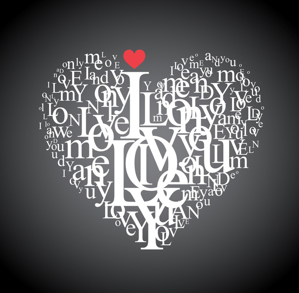 Forma del corazón a partir de letras - composición tipográfica
 - Vector, imagen