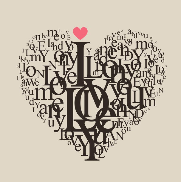 σχήμα καρδιάς από γράμματα - τυπογραφικής σύνθεσης - Διάνυσμα, εικόνα