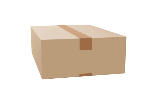 Caja de entrega sobre fondo aislado. Cajas de cartón o cartón realistas con cinta adhesiva. 3d cajas de paquetes realistas. Ilustración vectorial - Vector, imagen