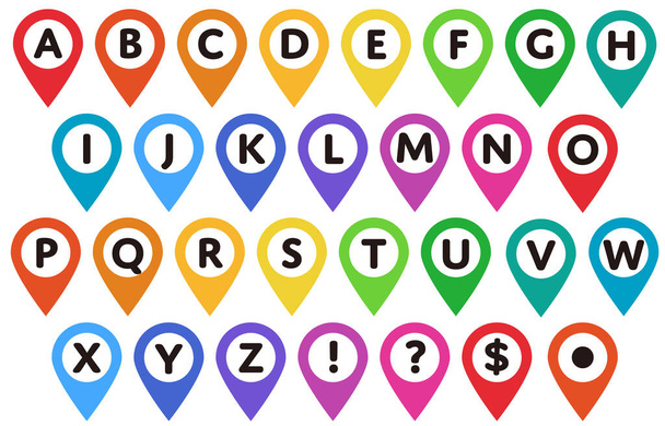 Simple map pin set with numbers (colorful) - Vektori, kuva