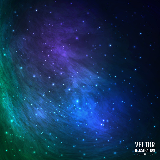 Colorful Green and Blue Cosmic Background - Vector, imagen
