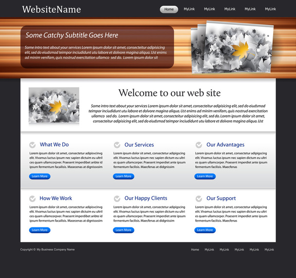 Website template with wood texture - Vector, Image
