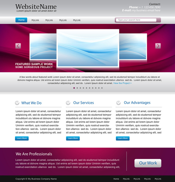 Awesome website design template - easy editable - Vector, imagen