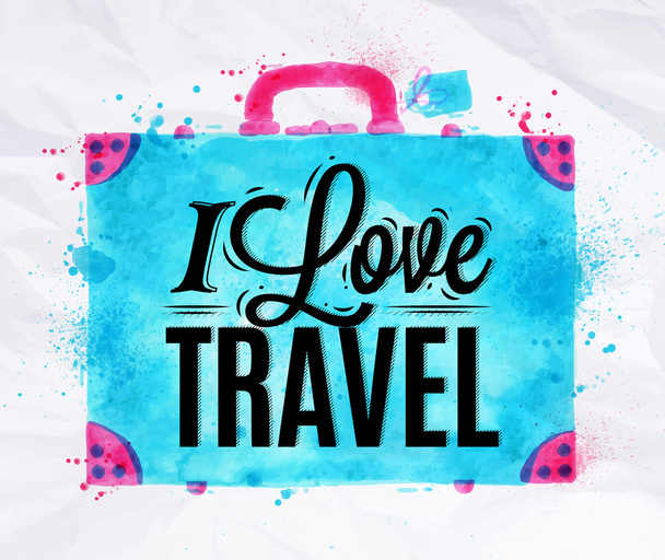 Suitcase watercolors travel - Vector, Image
