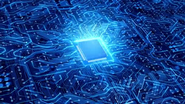Schemat obwodu sztucznej inteligencji big data chip - Materiał filmowy, wideo