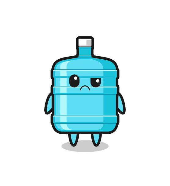la mascota de la botella de agua galón con cara escéptica, lindo diseño - Vector, imagen