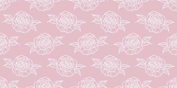 Pink rose pattern, seamless repeat background, vector wallpaper - Vector, Image