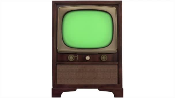 Πράσινη οθόνη 3d tv 1965 ρετρό τηλεόραση build in style fade in - build out style fade out - Πλάνα, βίντεο
