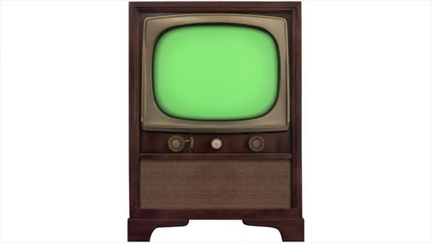 Zöld képernyő 3d tv 1965 retro tv build in style slide left - build out style slide left - Felvétel, videó