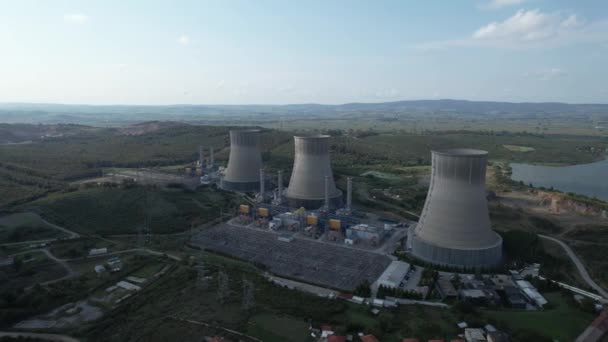 power plant, aerial power plant chimney, electric generation - Footage, Video