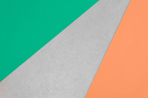 Papel verde y naranja de color y fondo de plantilla de cerámica gris - Foto, Imagen