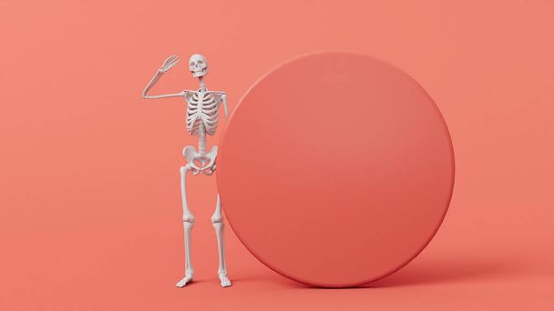 Fun halloween waving skeleton character. 3D Rendering. - Fotoğraf, Görsel
