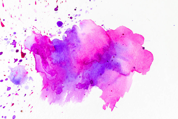 Colorful pink watercolor stain with aquarelle paint blotch. Abstract hand drawn watercolor blots, strokes on white - Fotografie, Obrázek