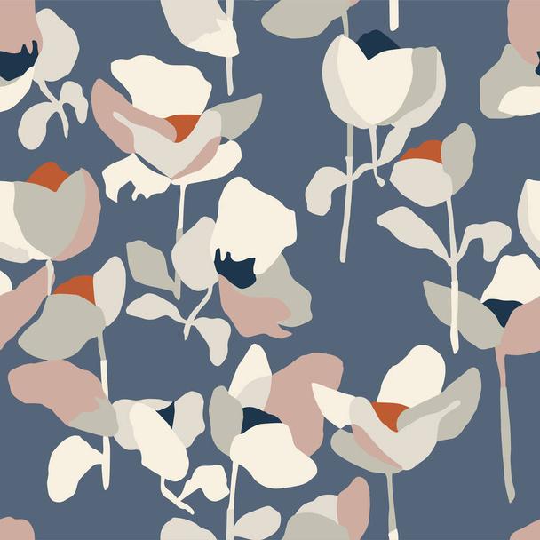 Vector abstract simple flower illustration seamless repeat pattern - Vettoriali, immagini