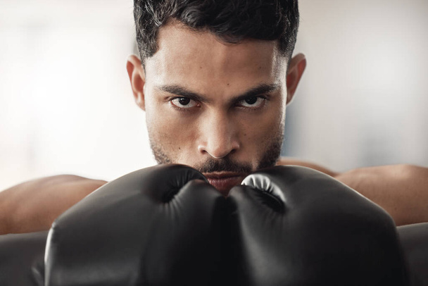 Sport, motivation and wellness boxer or fighter for sports, workout and exercise in boxing gym. Face portrait of fitness, personal trainer or mma athlete with health, training and healthy lifestyle - Фото, зображення