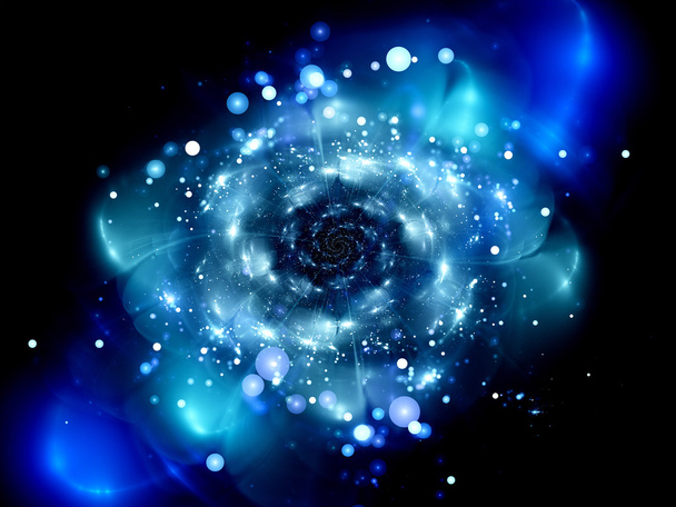 Blue glowing galaxy in space - Foto, afbeelding