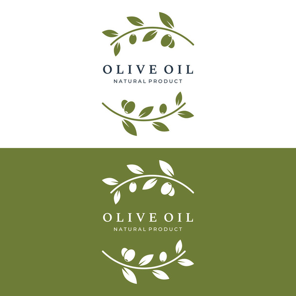 Logo naturel à base d'huile et d'olive avec branche d'olive. Logo pour les entreprises, branding, phytothérapie et spa. - Vecteur, image