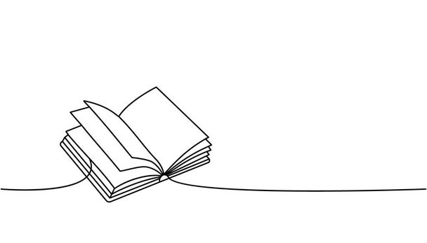 Closed book one line continuous drawing. Bookstore, library continuous one line illustration. Vector minimalist linear illustration. Isolated on white background. - Vector, Image