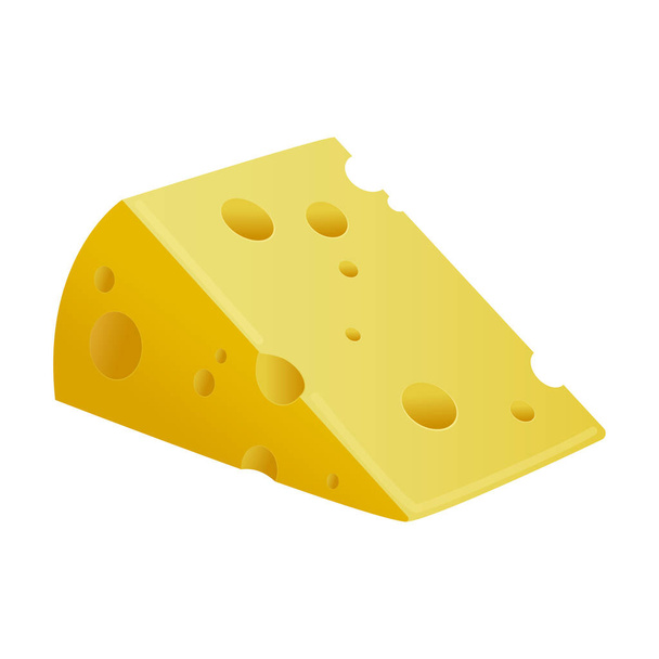 Bir parça peynir. Süt ürünü. Peynir ikonu. Beyaz arkaplanda izole edilmiş gerçekçi vektör illüstrasyonu - Vektör, Görsel