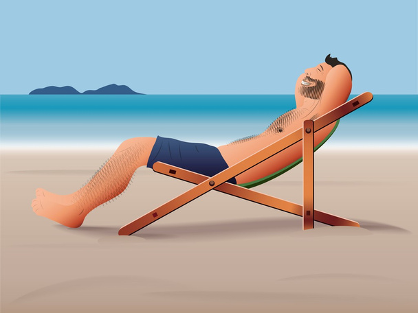 uomo rilassante sulla spiaggia - Vettoriali, immagini