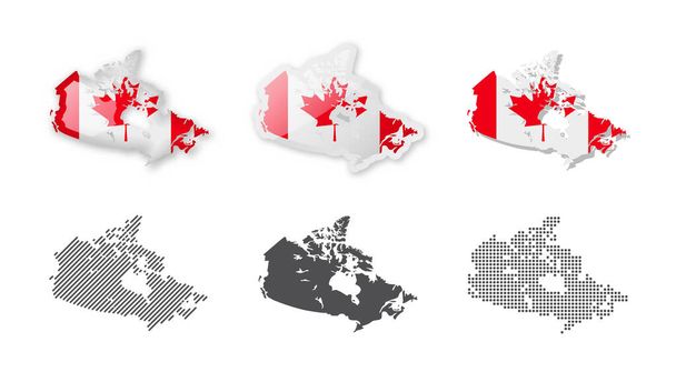 Canadá - Colección de mapas. Seis mapas de diferentes diseños. Conjunto de ilustraciones vectoriales - Vector, imagen