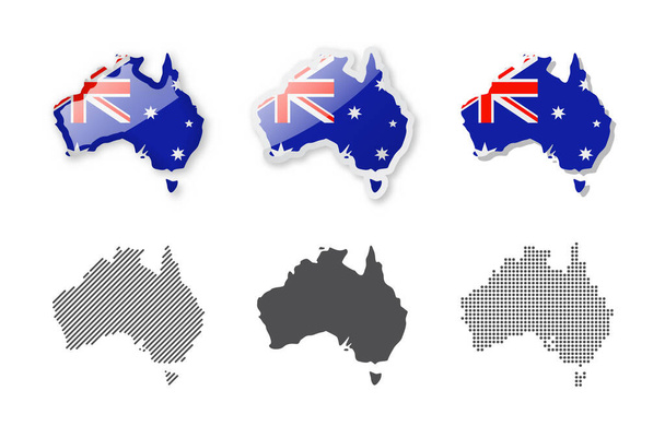 Австралия - Коллекция карт. Шесть карт разных дизайнов. Набор векторных иллюстраций - Вектор,изображение