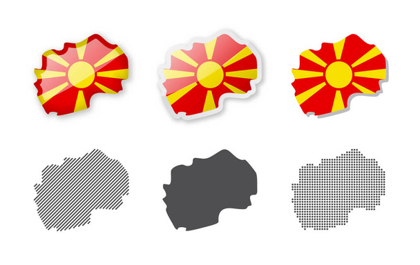 Makedonya - Harita Koleksiyonu. Altı farklı tasarımın haritası. Vektör çizimleri kümesi - Vektör, Görsel