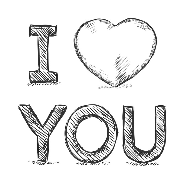 I Love You Sketch Illustration - Vecteur, image