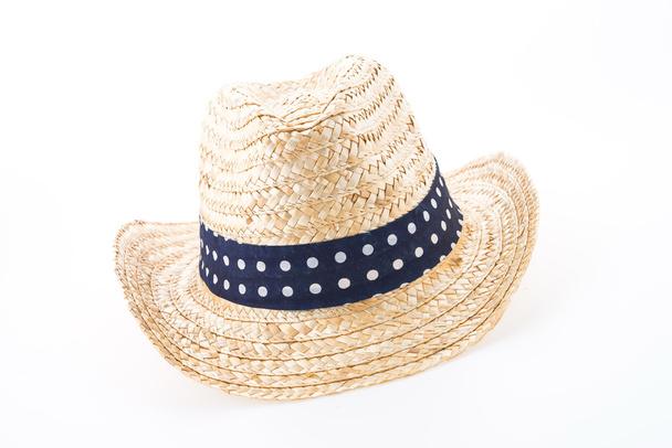 Verão praia chapéu de palha isolado no fundo branco
 - Foto, Imagem