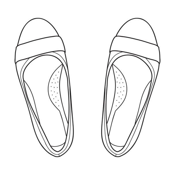 Women's low summer shoes ballerina. Vector doodle illustration - Vektor, kép