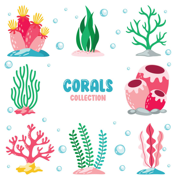 Dessin plat de coraux colorés - Vecteur, image