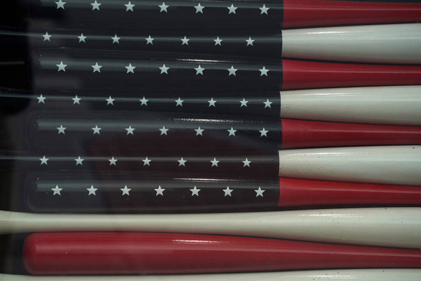 amerikai zászló készült baseball denevérek - Fotó, kép