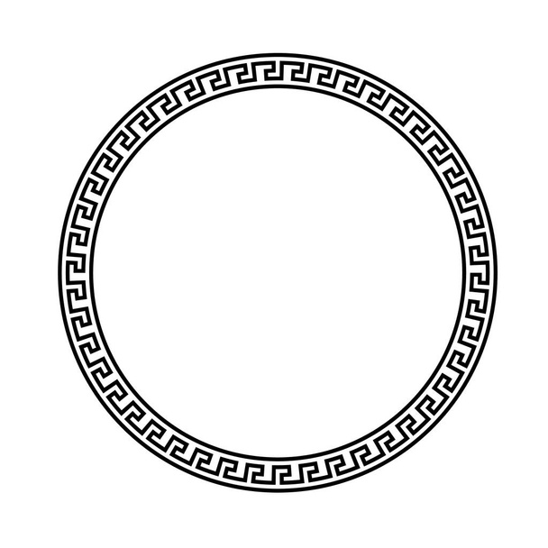 Starý řecký klíč černý rám vzor, kulatý starožitný okraj z Řecka. - Vektor, obrázek
