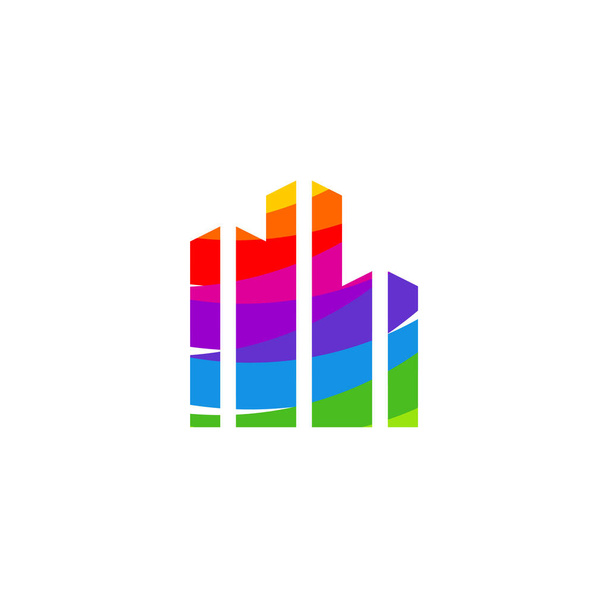 Colorful city logo design vector, Creative City logo template - Vetor, Imagem