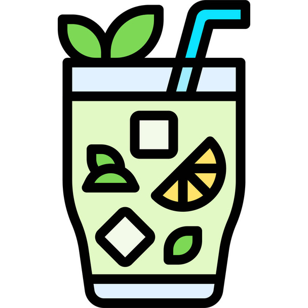 Mojito Kokteyl ikonu, Alkolik karışık içecek vektör illüstrasyonu - Vektör, Görsel