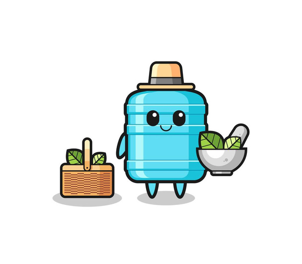 gallon water bottle herbalist cute cartoon , cute design - Vector, Image