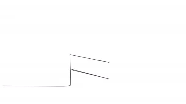 dibujo animado de una sola línea de bolsa de papel marrón aislado sobre fondo blanco, animación de bolsa de compras de arte de línea - Metraje, vídeo