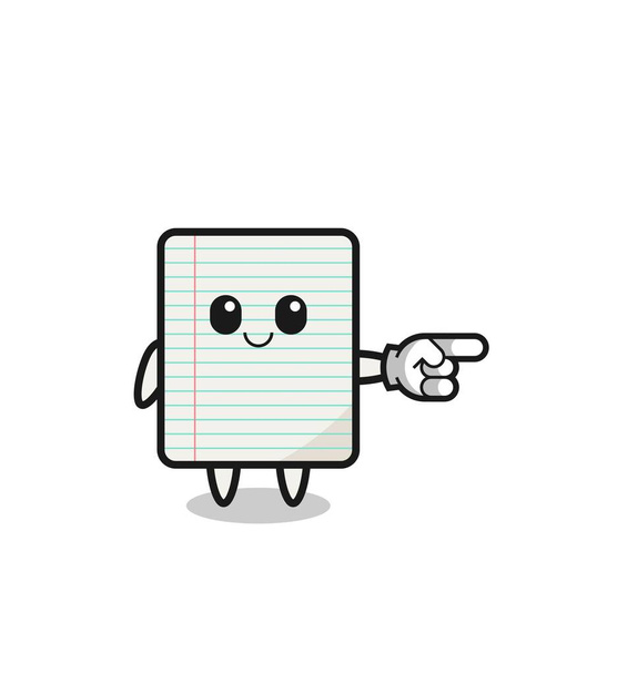 paper mascot with pointing right gesture , cute design - Vector, Image