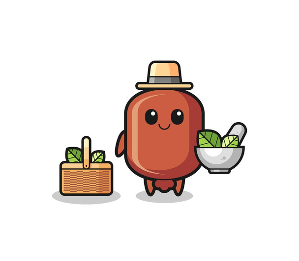 sausage herbalist cute cartoon , cute design - Vector, Image