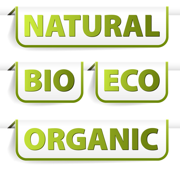 Green bookmarks for organic food - Vettoriali, immagini