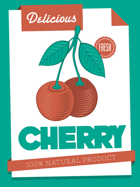 Вкусный вишневый плакат
 - Вектор,изображение