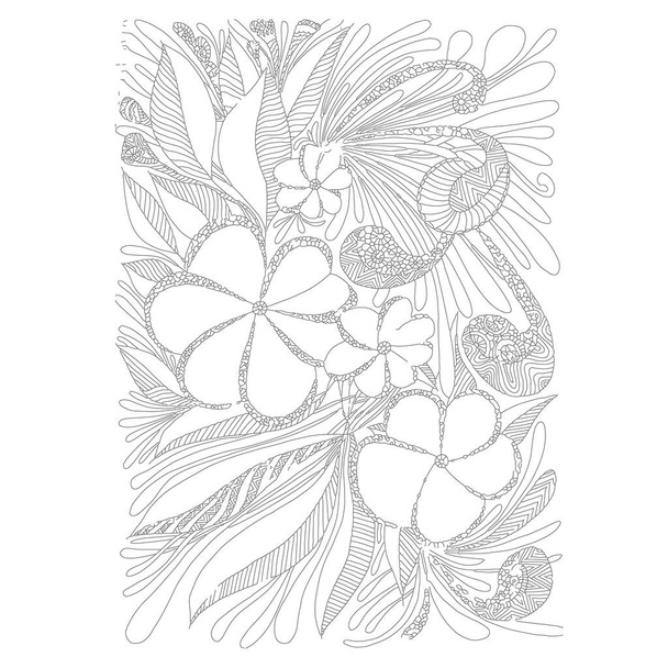 Flor decorativo doodle monocromático padrão estoque vetor ilustração para web, para impressão  - Vetor, Imagem