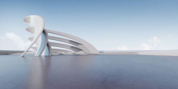 3d tehdä abstrakti futuristinen arkkitehtuuri betonilattia. Auton esittely. - Valokuva, kuva
