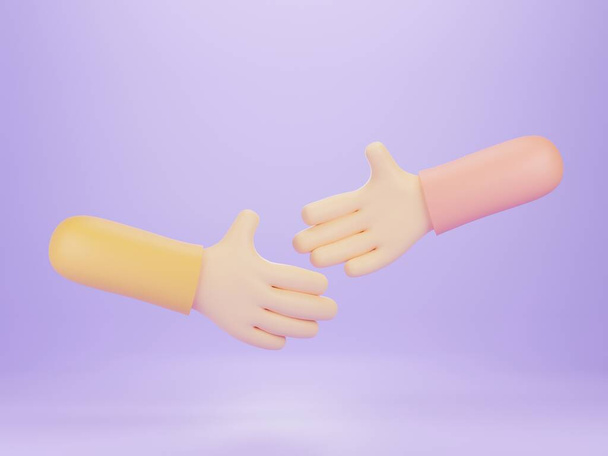 3D vykreslování, Cartoon znak handshake, Úspěšné řešení - Fotografie, Obrázek