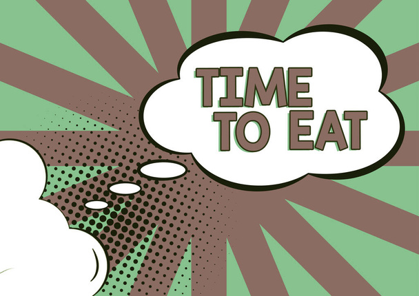 Escribir mostrando texto Tiempo para comer, Concepto significa Momento adecuado para disfrutar de una comida comida comida buena comida hambrienta - Foto, imagen