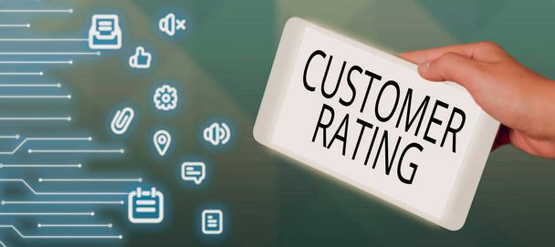 Τίτλος κειμένου που παρουσιάζει Customer RatingEvery point of the customers enhances the experience, Business concept Κάθε σημείο των πελατών ενισχύει την εμπειρία - Φωτογραφία, εικόνα